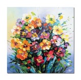 Cumpara ieftin Tablou cu panselute pictat manual, Gingasie, 60x60cm ulei pe panza in relief, Valentin Pop