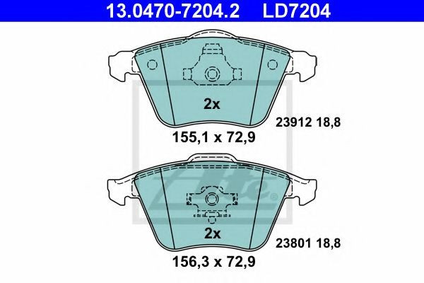 Set placute frana,frana disc VOLVO V40 Hatchback (2012 - 2016) ATE 13.0470-7204.2