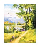 Tablou peisaj de la munte pictat manual, 50x40cm ulei pe panza, Constantin Feraru