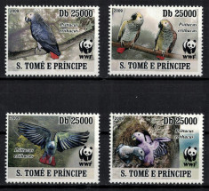 S. TOME E PRINCIPE 2009 - Fauna WWF, Papagali /serie completa MNH foto