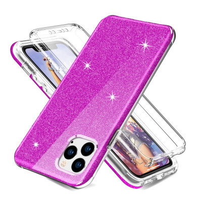 Husa TPU OEM Shockproof Glitter Full Cover pentru Apple iPhone 11 Pro Max, Mov foto