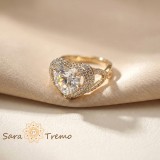 Inel Inima Suprema , Inel placat cu aur 14K cu zirconia albe tip diamant
