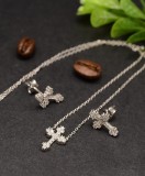 Set Argint 925 Colier Si Cercei cu Simbol Cruce Set367C, Argintboutique