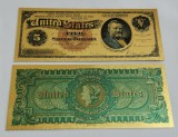 S.U.A. 5 DOLARI 1886 "Silver Dollar Back" - SILVER CERTIFICATE- (REPLICA/REPRODUCERE/SUVENIR/DECORATIVA) POLIMER (PLASTIC) PLACATA CU AUR DE 24K
