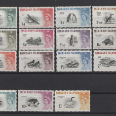 Colonii, Falkland, 1960, fauna pasari, cota Mi. 2023 - 220 euro, 15 val., MNH
