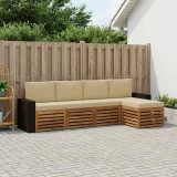 vidaXL Set de canapele de exterior cu pernă 5 pcs Natural și Bej 3384244