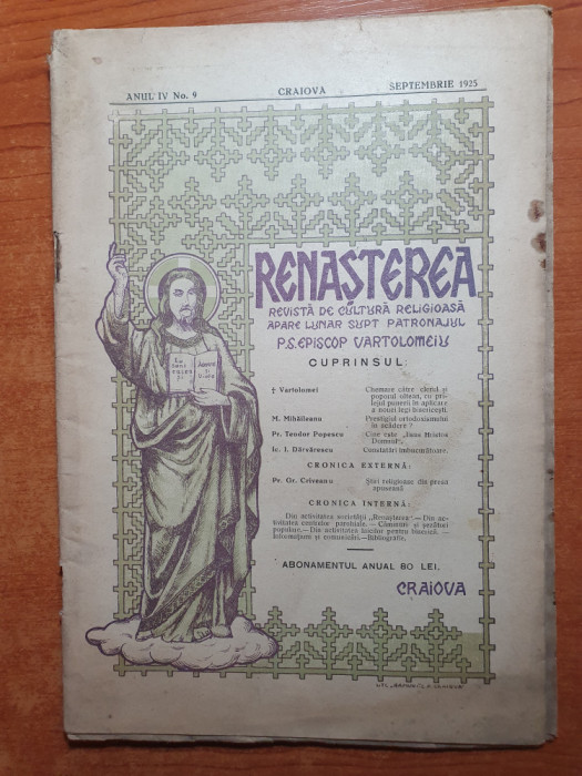 revista renasterea septembrie 1925 - revista de cultura religioasa