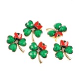 Set 5 brose martisor trifoi verde cu buburuza
