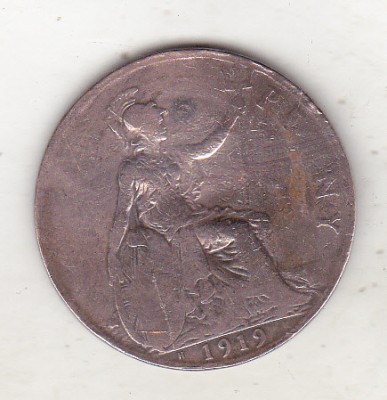 bnk mnd Marea Britanie Anglia 1 penny 1919 H foto