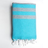 Prosop Din Bumbac Baie | Plajă | SPA | Nisa Albastru Ciel Cu Dungi Gri 200 x 100 cm
