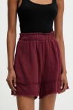 Answear Lab pantaloni scurti culoarea bordo, neted, high waist