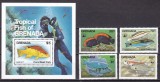 Grenada 1984 fauna marina MI 1299-1302 + bl.126 MNH, Nestampilat