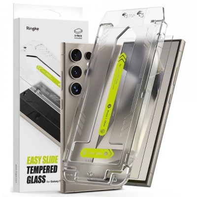 Folie de protectie Ecran Ringke Easy Slide pentru Samsung Galaxy S24 Ultra S928, Sticla Securizata, Full Glue, Set 2 bucati foto