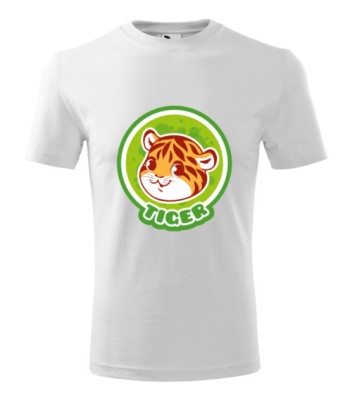 Tricou Personalizat Alb cu Tigru Dragut , Design Amuzant pentru Barbati foto