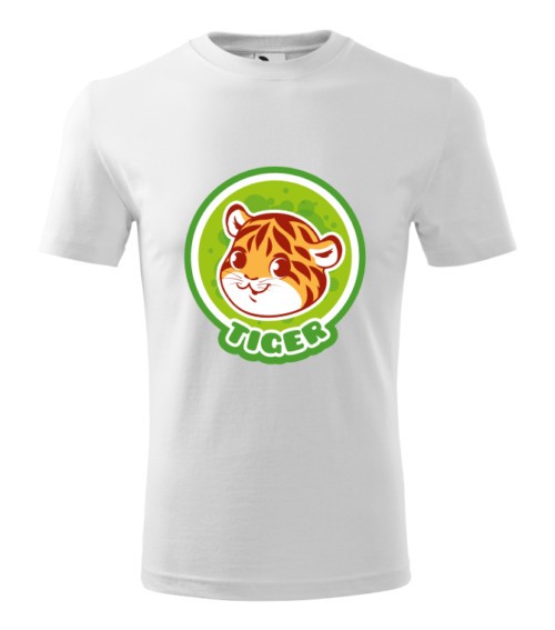 Tricou Personalizat Alb cu Tigru Dragut , Design Amuzant pentru Barbati