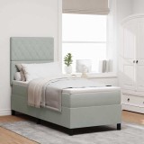 VidaXL Pat box spring cu saltea, gri deschis, 80x200 cm, catifea