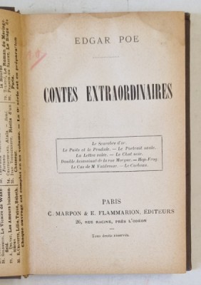 CONTES EXTRAORDINAIRES par EDGAR POE , CCA. 1900 foto