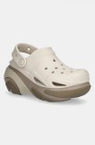 Crocs papuci Bubble Crush Clog femei, culoarea maro, cu platforma, 210061.214
