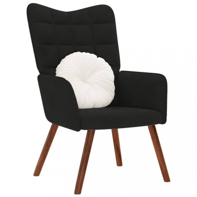 Gossi scaun de relaxare, negru, catifea foto