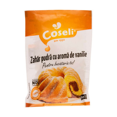 Zahar Pudra cu Aroma de Vanilie Coseli, 80 g, Zahar Pudra la Plic, Plic de Zahar Pudra, Zahar Pudra pentru Prajituri, Zahar Pudra Alimentar, Zahar Pud foto