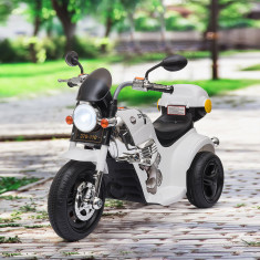HomCom motocicleta electrica 6V, 3 roti, viteza 3km/h, alba foto
