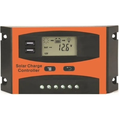 Regulator solar, FOXMAG24, 30A, 13,8 V/27,6 V, 12v/24V, LCD, portocaliu foto