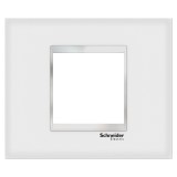 Rama Schneider Electric Easy Styl LMR7962038, 2 module, alb + crom, sticla, pentru priza / intrerupator