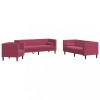 Set canapele Chesterfield perne rulou 3 piese rosu vin catifea