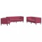 Set canapele Chesterfield perne rulou 3 piese rosu vin catifea
