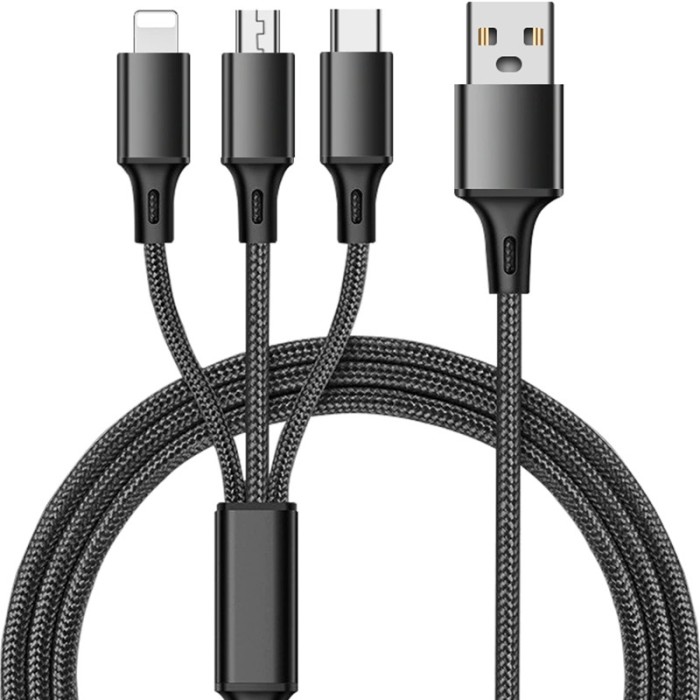 Cablu 3 in 1 M006A, Micro USB TYP-C, Negru