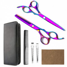 Set complet foarfeca tuns filat clame gentuta depozitare frizerie coafor barber foto