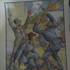 Ziarul Veselia : BĂTAIE ÎNTRE NIȘTE GARDISTI BEȚI DIN CAPITALĂ - gravură, 1904