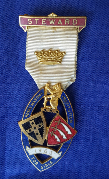 Medalie masonica veche- Royal masonic institution for girls - Steward 1963