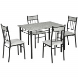 Cumpara ieftin HOMCOM Set 5 Piese Masa Dreptunghiulară Metal MDF 4 Scaune Design Modern pentru Dining | Aosom Romania