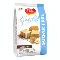 Napolitane cu crema de alune fara zahar Party, 213g, Lago