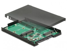 Convertor 2.5&quot; SATA 22 pini la 1 x M.2 key B + 1 x mSATA 9.5mm, Delock 62866