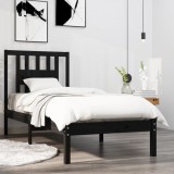 VidaXL Cadru de pat Small Single 2FT6, negru, 75x190 cm, lemn masiv