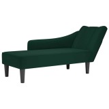 Cumpara ieftin Sezlong cu cotiera dreapta catifea verde inchis
