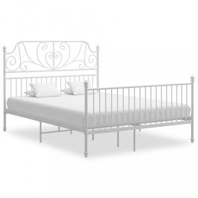 Cadru de pat, alb, 140x200 cm, metal GartenMobel Dekor foto