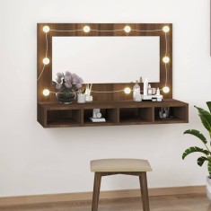 vidaXL Dulap cu oglindă și LED, stejar maro, 90x31,5x62 cm 820459