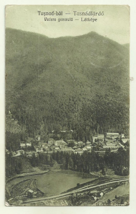 cp Tusnad Bai : Vedere generala - circulata 1928, timbre