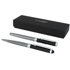 Set cadou pix sylus si roller stylus, Luxe by AleXer, EE01, metal, argintiu, negru, breloc inclus din piele ecologica si metal foto