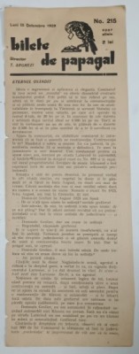 BILETE DE PAPAGAL , DIRECTOR T. ARGHEZI , NR. 215 , 1928 foto