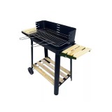 Gratar Carbune Dreptunghiular cu Roti, Reglabil, Portabil, Gradina, Otel, 49x28x14cm