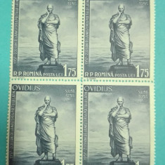 TIMBRE ROMANIA 1957 LP440 2000 ANI DELA NASTEREA LUI OVIDIU BLOC DE 4 VALORI MNH