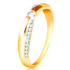 Inel din aur de 14K - suprafață strălucitoare și netedă, zirconiu rotund transparent - Marime inel: 51