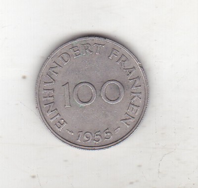bnk mnd Saarland 100 franci 1955 foto