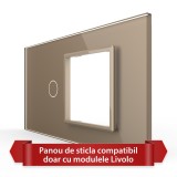 Cumpara ieftin Panou Livolo din Sticla Auriu cu Intrerupator Simplu si Priza, 4M