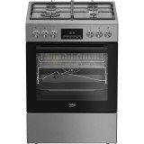 Aragaz mixt Beko FBMA61330GXDT, 4 arzatoare, 3D Cooking, Grill electric, Culoare Inox, Clasa A