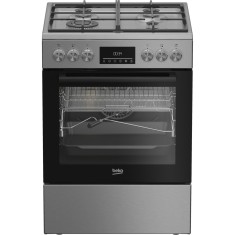 Aragaz mixt Beko FBMA61330GXDT, 4 arzatoare, 3D Cooking, Grill electric, Culoare Inox, Clasa A